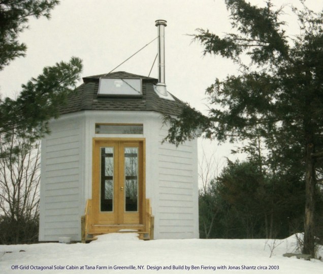 Off Grid octagonal cabin PV solar, with wood heat. Greenville NY.