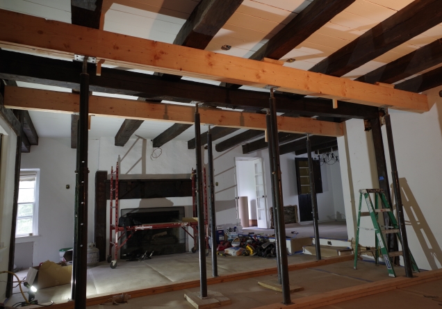 Temporary beams in place